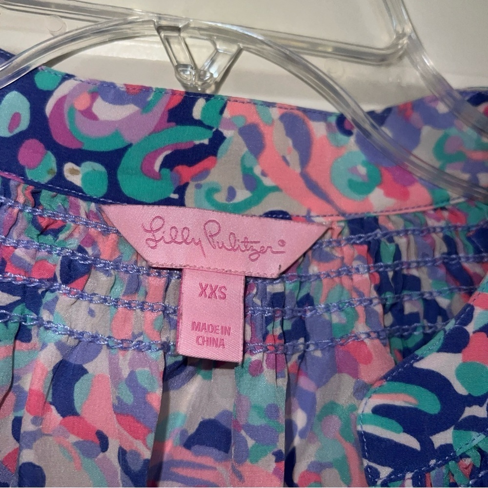 Lilly Pulitzer Elsa silk xxs purple pink colorful office work lightweight - Picture 6 of 7